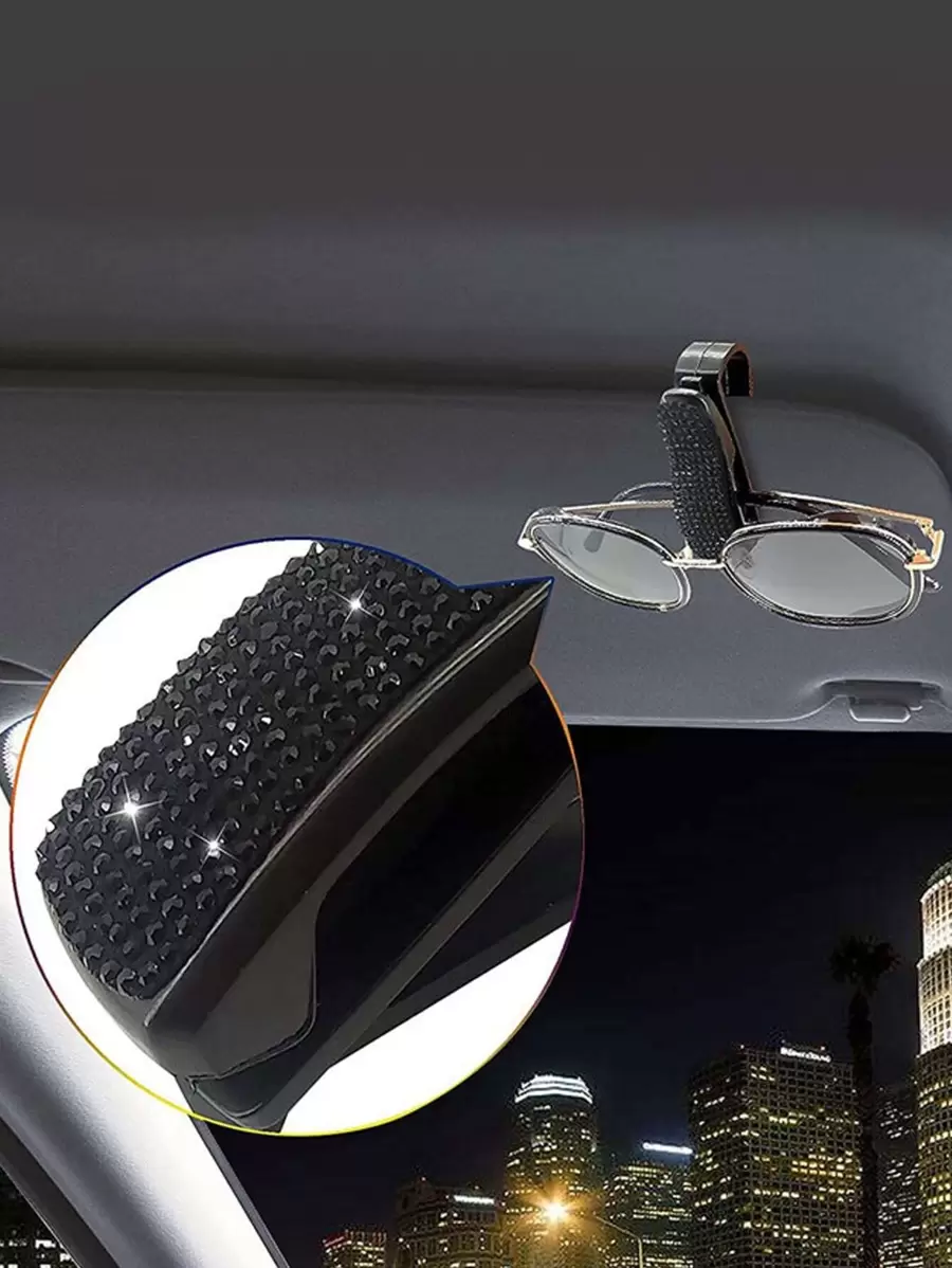 1入組水鑽裝飾汽車遮陽板眼鏡支架