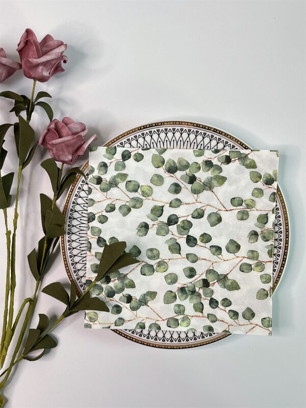 20pcs/set Paper Disposable Napkin, Cottagecore Leaf Pattern Party Napkin For Wedding Party