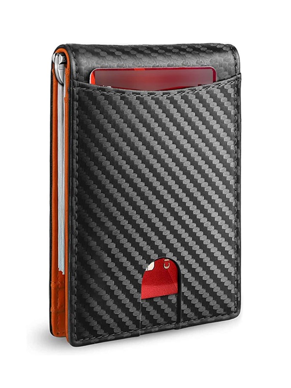 Textured RFID Card Holder With Money Clip Fashionable For Work