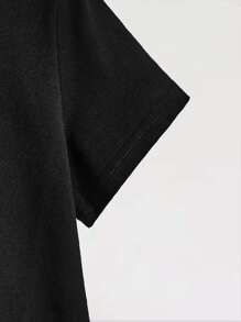 SHEIN Young Boy Bear Pattern Round Neck Short Sleeve Regular Fit T-Shirt, Casual And Cute For Summer - Black - View 3