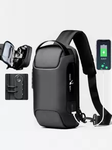 男士斜挎胸包 带 USB 充电端口的单肩背包 防盗男摩托车手包 夏季大学包 爸爸 新生 书包 多功能宿舍 大学 圣诞礼物 腰包 腰包 腰包 趣味礼物 旅行 节日 感恩节礼物 胸包 侧包 挎包 皮包 流浪包 情人节 黑色包 旅行必需品 节日必需品 贴纸 返校 情人节礼物 情人节礼物 运动生活 - 黑色 - 查看 1