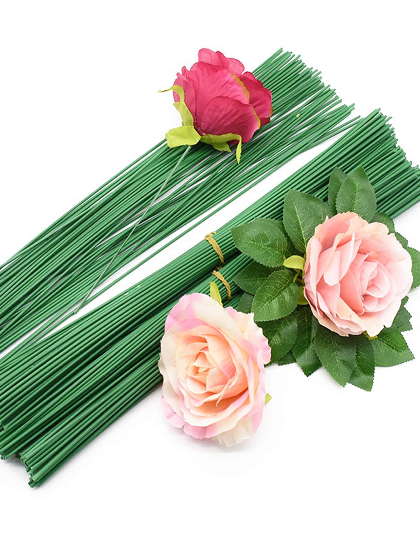 20入组/套25厘米人造花綠色人造花棒不帶派對花 - 綠色 - 查看 1
