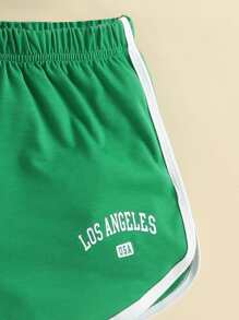 SHEIN 青少年女孩字母圖案吊帶上衣和T恤和運動短褲 - 彩色 - 查看 5