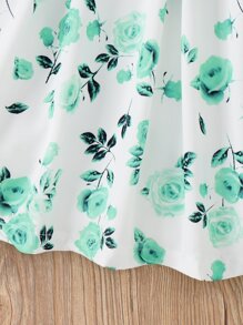 SHEIN Rochie Tween Girl cu volane cu imprimeu floral