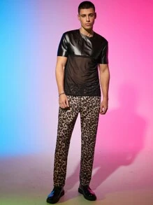 Manfinity Men Leopard Print Slant Pocket Trousers - Multicolor - View 3