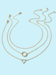 Bộ 3 Dây Chuyền Hình Tam Giác - Vàng - Xem 2