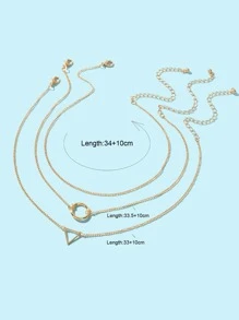 Bộ 3 Dây Chuyền Hình Tam Giác - Vàng - Xem 3