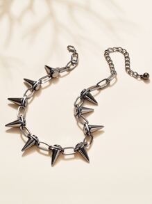 1pc Punk Spiked Decor Chain Choker For Women For Gift - Gun Black - View 2