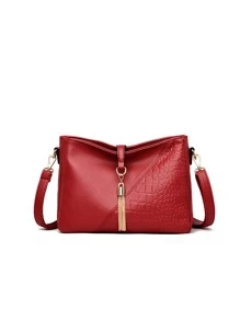 Túi Crossbody Nữ màu trơn Có thể điều chỉnh được - Đỏ - Xem 1