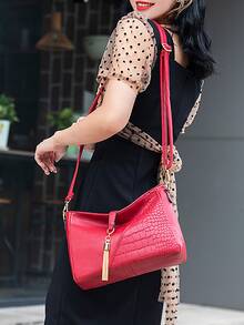 Túi Crossbody Nữ màu trơn Có thể điều chỉnh được - Đỏ - Xem 2