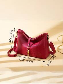 Túi Crossbody Nữ màu trơn Có thể điều chỉnh được - Đỏ - Xem 3