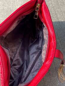 Túi Crossbody Nữ màu trơn Có thể điều chỉnh được - Đỏ - Xem 4