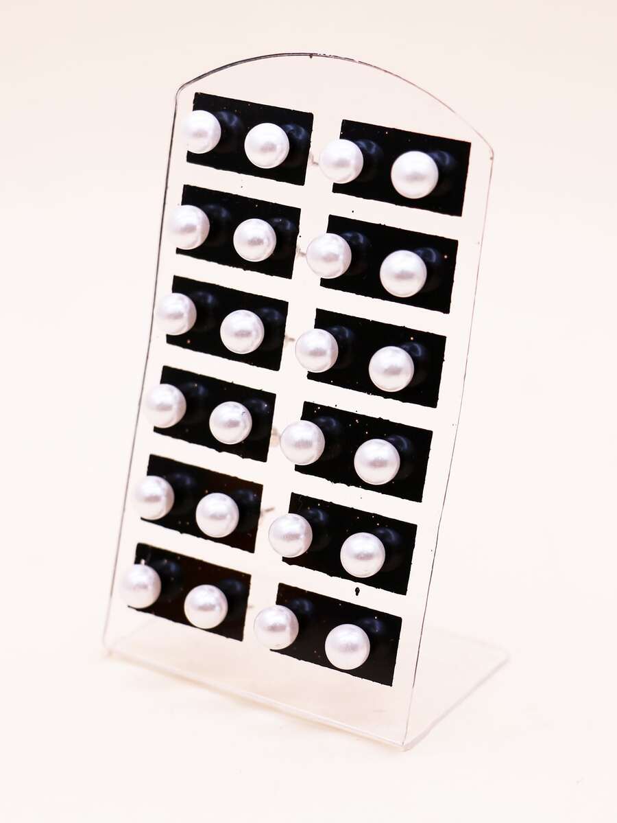 24 cái Đồ trang trí Ngọc Trai giả Bông tai stud - trắng - Xem 1