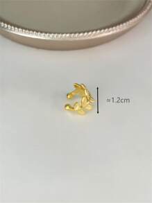 1入組時尚樹葉裝飾耳夾適用於女士日常裝飾 - 金黃色 - 查看 3