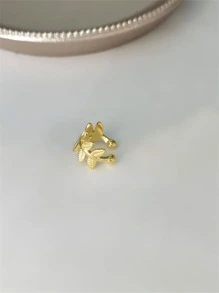 1入組時尚樹葉裝飾耳夾適用於女士日常裝飾 - 金黃色 - 查看 5