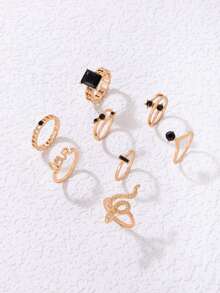 10 anillos de diseñoación de mariposa y serpiente - Amarillo Oro - Ver 3