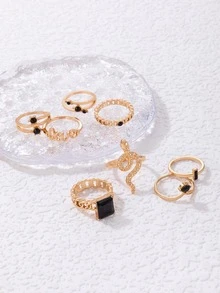 10 anillos de diseñoación de mariposa y serpiente - Amarillo Oro - Ver 4