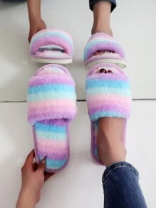 Colorblock Fluffy Bedroom Slippers - Multicolor - View 4