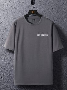 Manfinity Homme Men Letter Graphic Tee - Dark Grey - View 2
