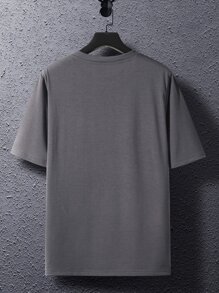 Manfinity Homme Men Letter Graphic Tee - Dark Grey - View 6
