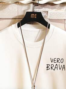 Manfinity Homme Men Letter & Ombre Print Sweatshirt - Multicolor - View 4