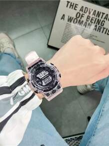 2pcs Couple Clear Strap Electronic Watch As A Gift For Students Returning To School - Multicolor - View 3