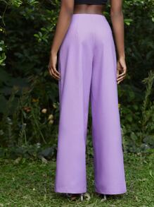 Mathilde Lhomme Solid Wide Leg Suit Trousers - Lilac Purple - View 2