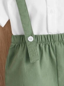 SHEIN 男嬰前蝴蝶結襯衫和背帶短褲 - 綠色 - 查看 4