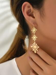 2pcs Floral Drop Earrings - Yellow Gold - View 5