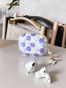 花卉圖案耳機殼適用於Airpods帶花卉圖案鑰匙圈 - 彩色 - 查看 3