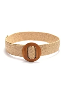1入組女性圓扣波西m亞草編腰帶 - 彩色 - 查看 1