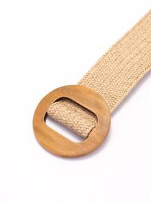1入組女性圓扣波西m亞草編腰帶 - 彩色 - 查看 3