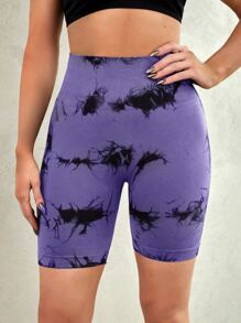 Easithlete Quần Shorts Thể thao Nữ Cà vạt nhuộm - Màu tím  Violet - Xem 3