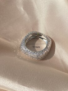 方晶鋯石裝飾戒指 - 銀色 - 查看 7