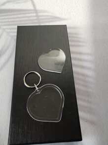 1pc Men Heart Charm Casual Keychain - Clear - View 3