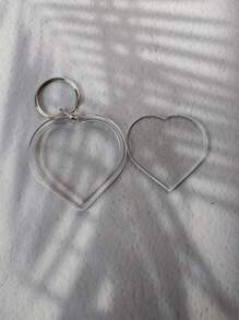1pc Men Heart Charm Casual Keychain - Clear - View 5