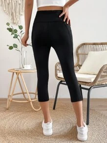 SHEIN 孕婦寬腰帶側邊手機口袋緊身打底褲