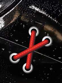 1pc 3D Shoelace Design PVC Car Sticker - Red - View 1