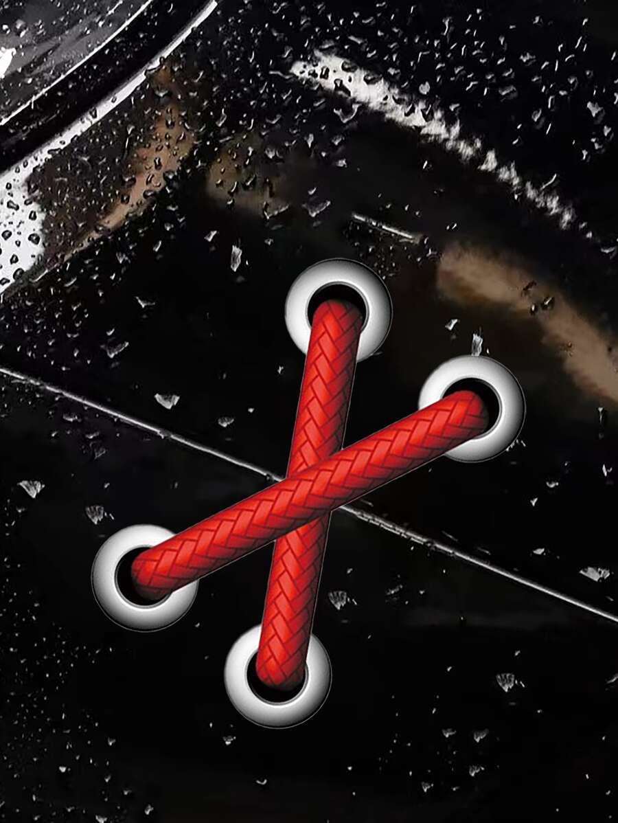 1pc 3D Shoelace Design PVC Car Sticker - Red - View 1