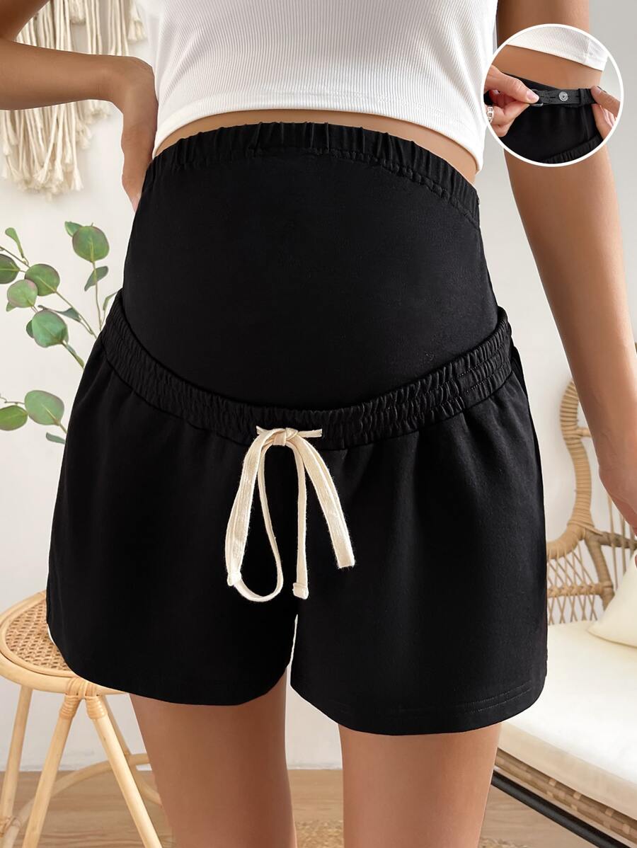 SHEIN Umstandsmode Shorts mit einstellbar Tunnelzug, breitem Taillenband