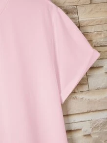 Manfinity Dauomo 男士素色圓領T恤 - 淺粉色 - 查看 3