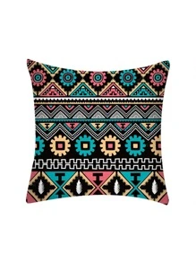 1入組幾何樣式日常纖維裝飾抱枕套 - 彩色 - 查看 1