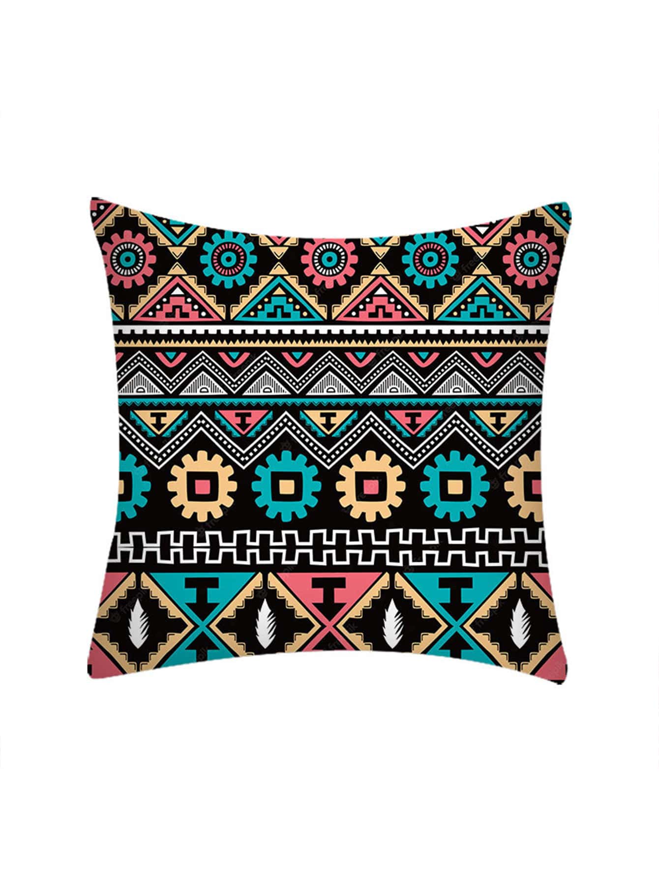 1入組幾何樣式日常纖維裝飾抱枕套 - 彩色 - 查看 1