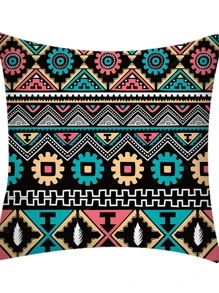 1入組幾何樣式日常纖維裝飾抱枕套 - 彩色 - 查看 2