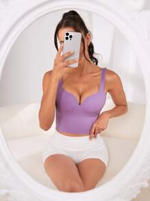 Yoga Sxy Áo lót thể thao Nữ màu trơn - Màu Lilac Tím - Xem 1