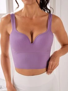 Yoga Sxy Áo lót thể thao Nữ màu trơn - Màu Lilac Tím - Xem 6