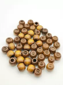 50pcs/set Wooden Pattern Bead - Brown - View 3