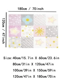 1pc Polyester Rug, Cute Sun & Star Pattern Bedroom Rug For Home - Multicolor - View 3