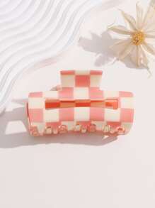 1入時尚女士髮夾,適合日常使用和送禮,具有棋盤方格圖案和防滑功能 - 彩色 - 查看 2