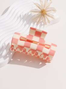 1入時尚女士髮夾,適合日常使用和送禮,具有棋盤方格圖案和防滑功能 - 彩色 - 查看 4